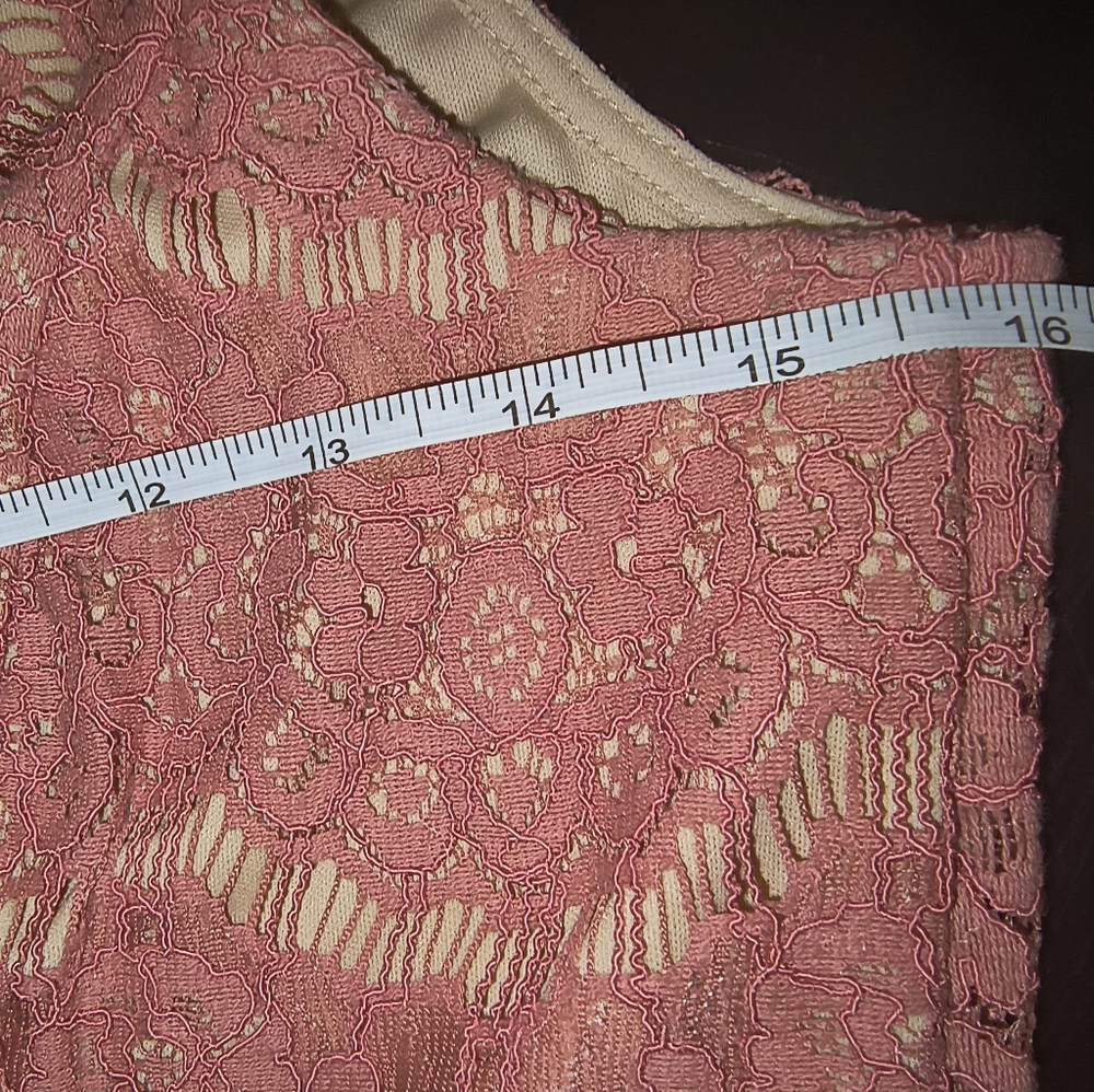 Francesca's V-Neck Low Back Dusty Rose Pink Lace Tulle Dress Size Small - Picture 14 of 16
